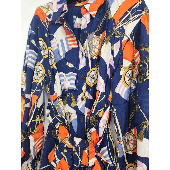 NWT Anthropologie Maeve Women's Scarf-print Mini Shirtdress Size S Navy #8F413 - Picture 4 of 13
